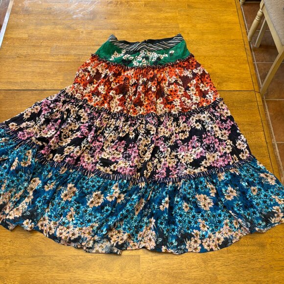 Anthropologie Bhanuni by Jyoti Tiered Colourful Maxi Skirt Size 0 - Picture 2 of 14